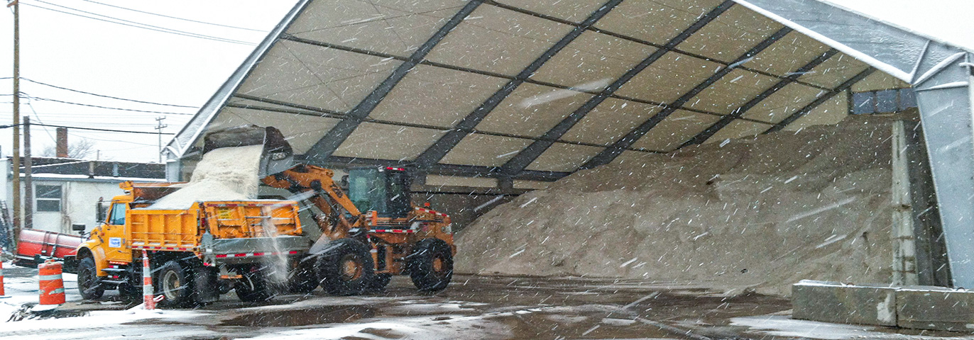 legacy building being used as a salt storage shed