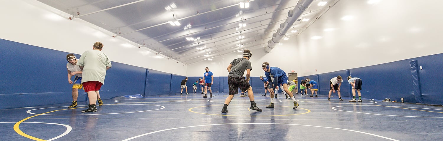 Indoor sports complex design featuring Kimball, Minnesota school.